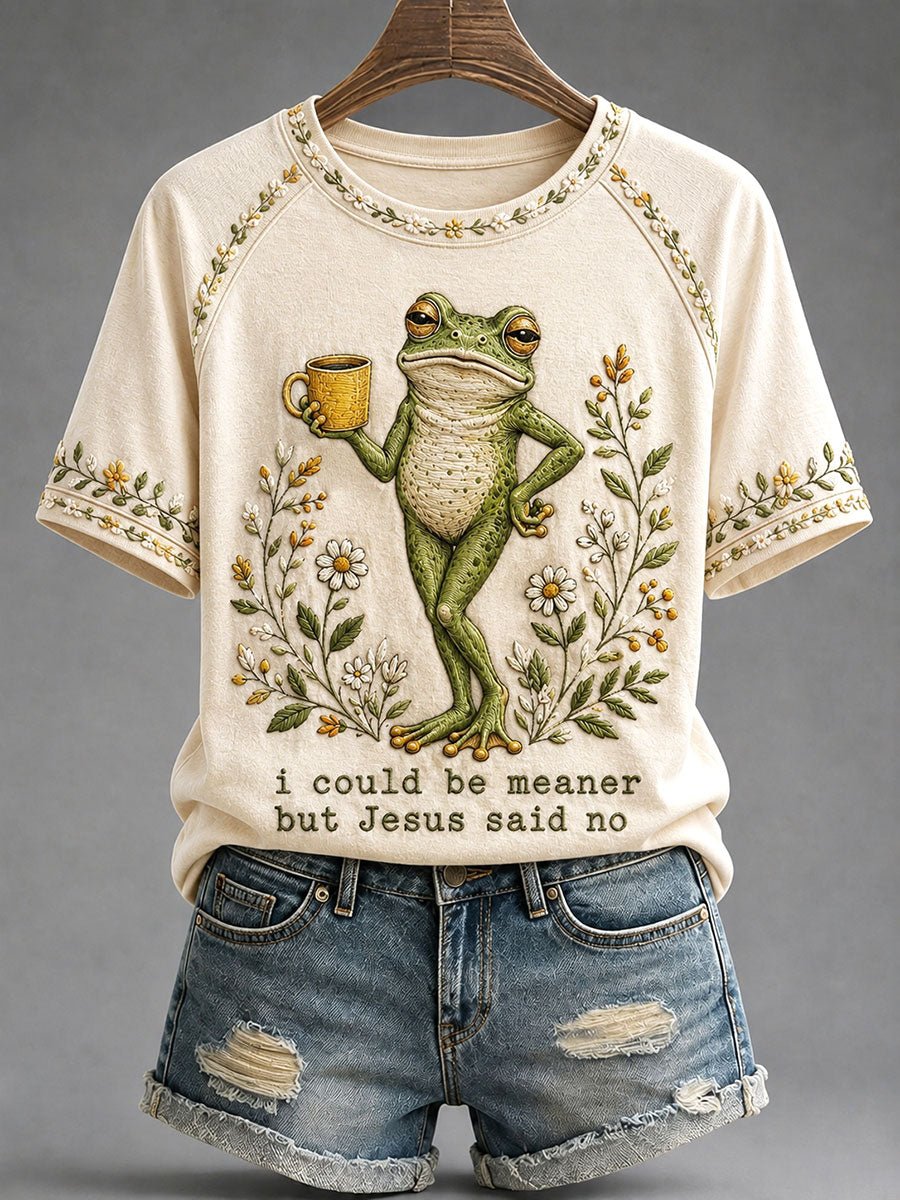 I Could Be Meaner But Jesus Said No T-Shirt — Funny Faith Frog Tee
