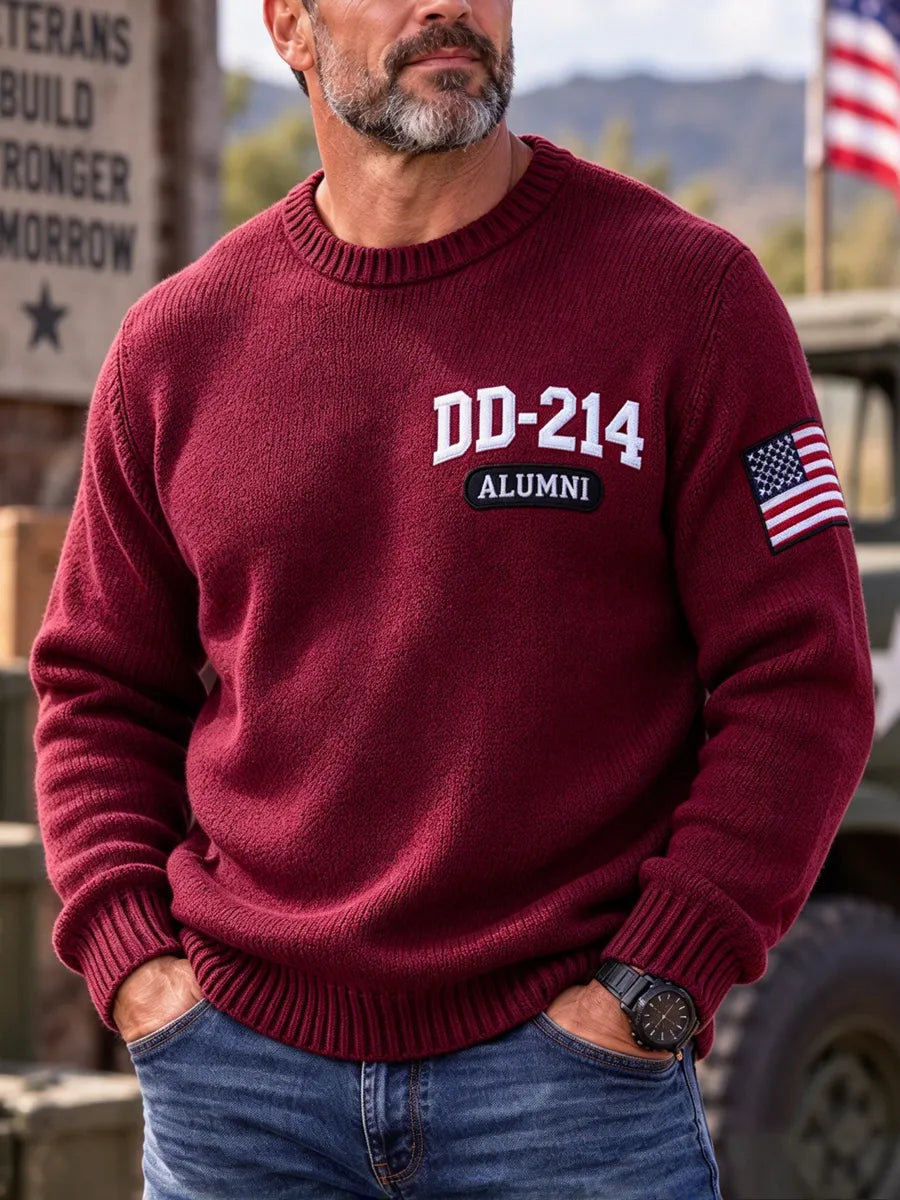 Red men's DD-214 Alumni knit sweater