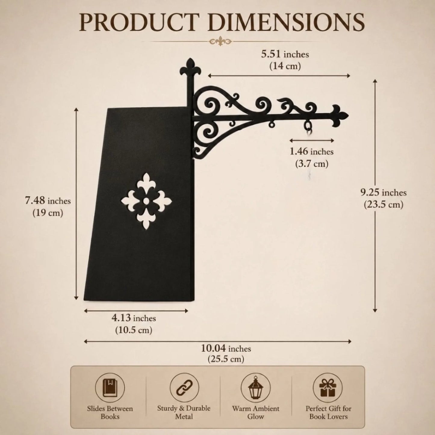 Bookshelf lantern light product dimensions and features