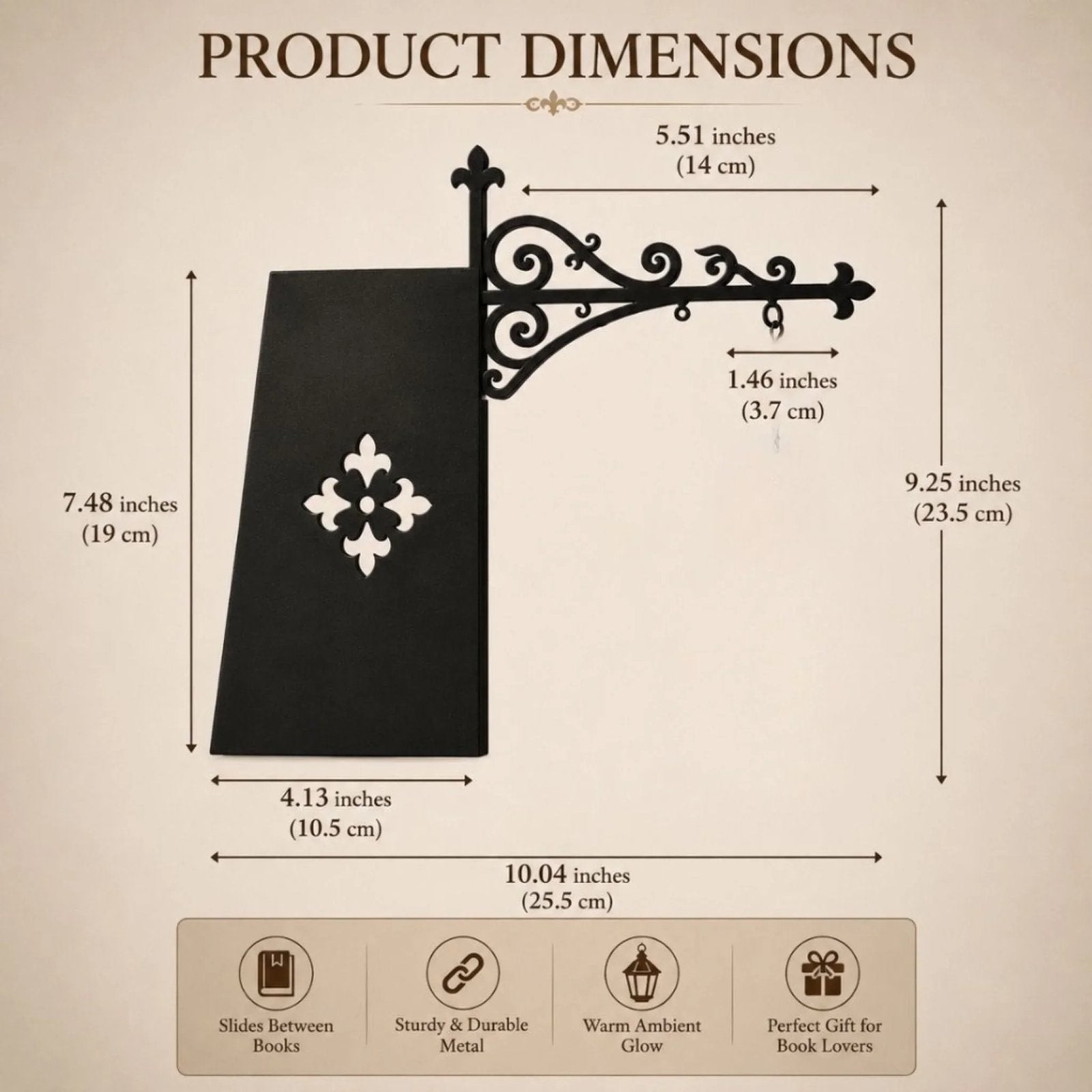 Bookshelf lantern light product dimensions and features