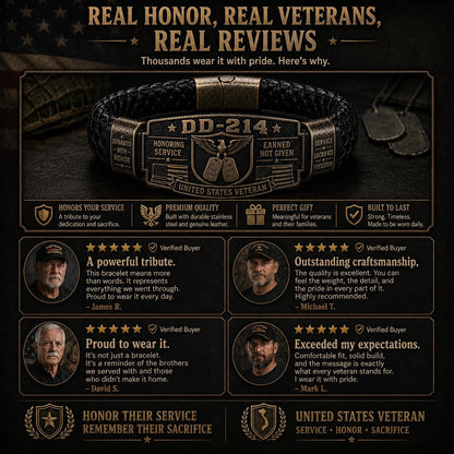 Real veteran reviews of the DD-214 Honor Bracelet — 5-star customer testimonials