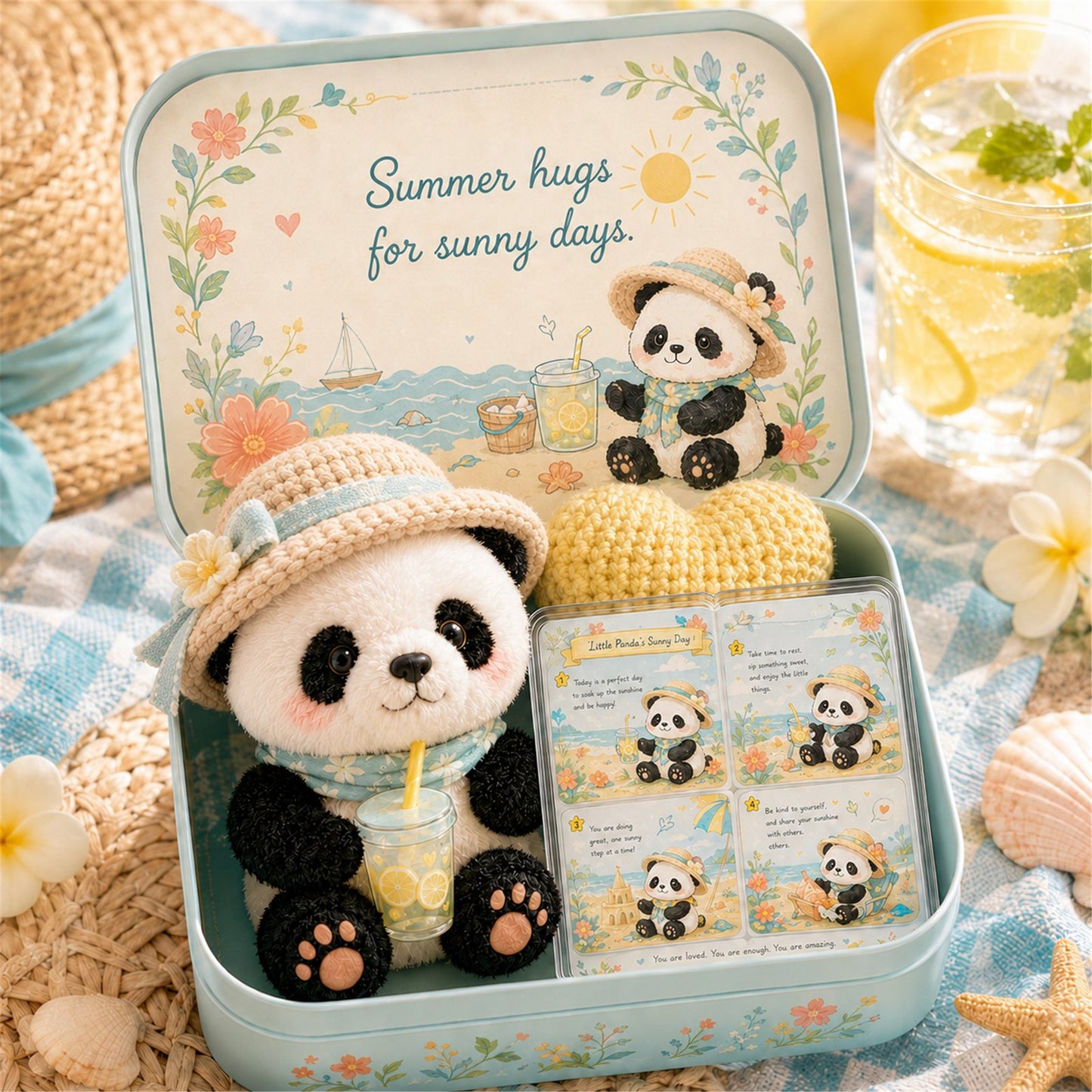 Pocket Hug Plush Keepsake Tin – Summer Panda seasonal edition