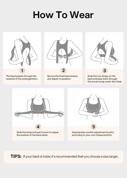 Wireless support bra illustrated wearing instructions