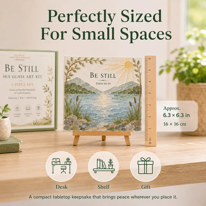 Sea glass art kit size chart 6.3 x 6.3 inches for desk shelf gift display