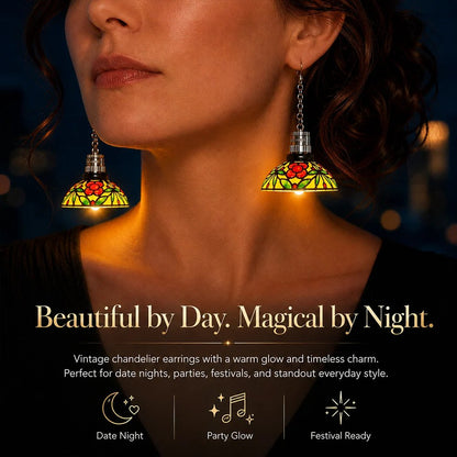 Model wearing chandelier earrings - beautiful by day magical by night