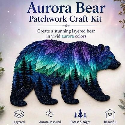 Aurora bear northern lights patchwork art kit finished poster