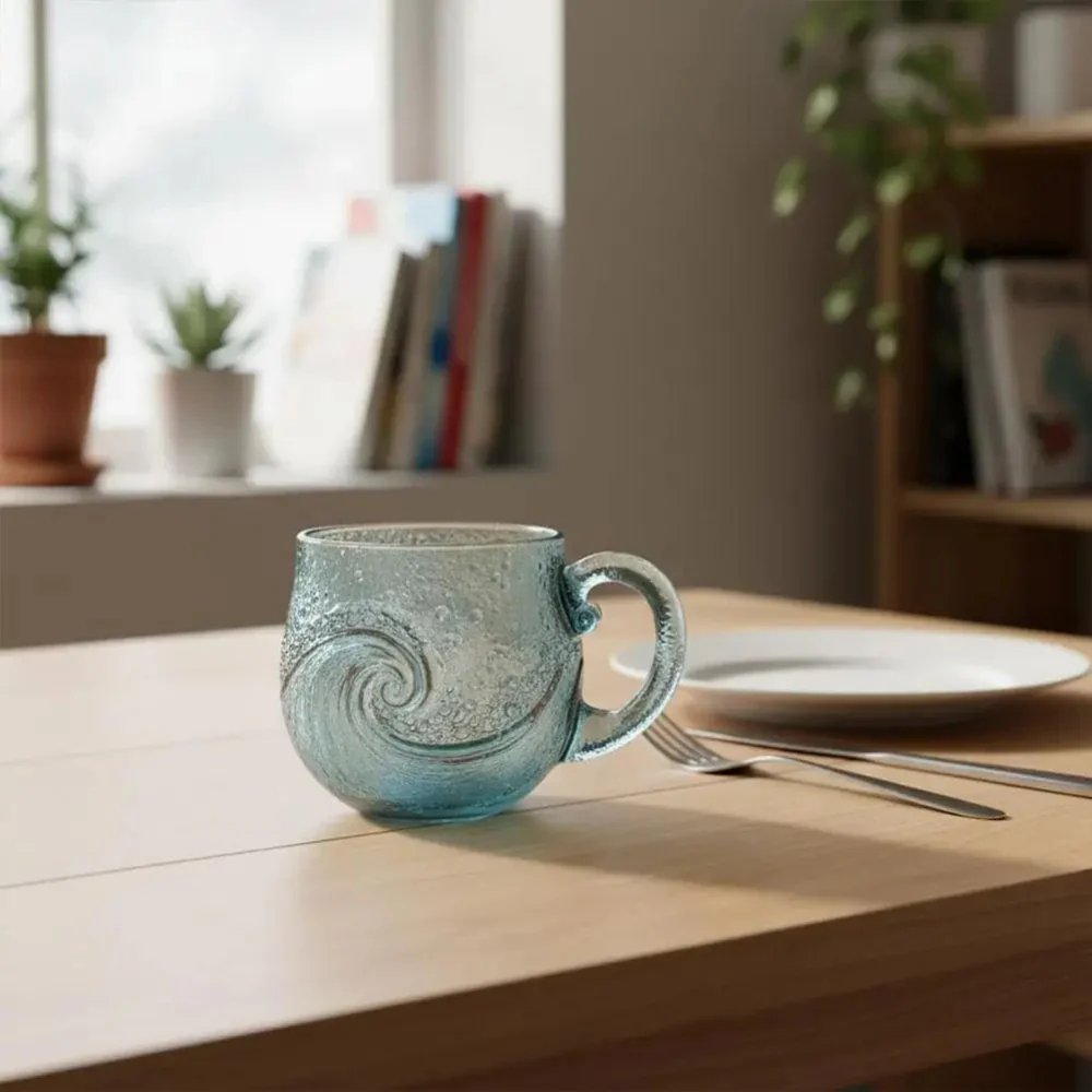 BlueWave ocean mug on table