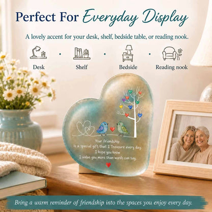 Sea glass keepsake plaque displayed on desk, shelf and mantel
