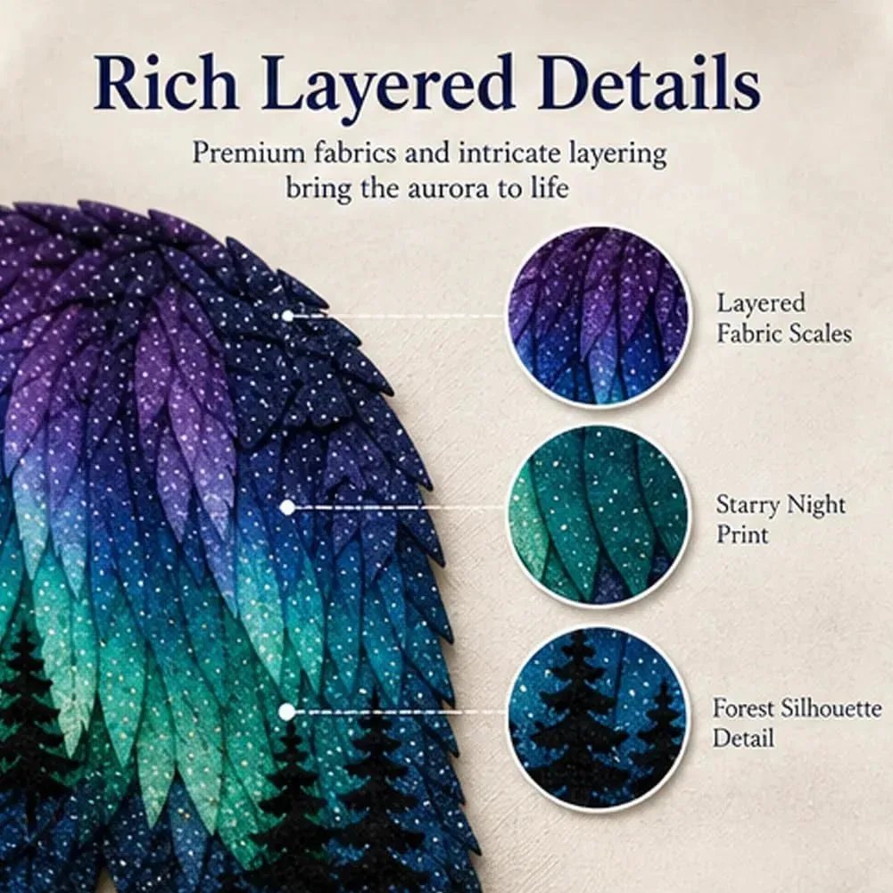 Rich layered fabric scales close-up showing 3D patchwork texture detail