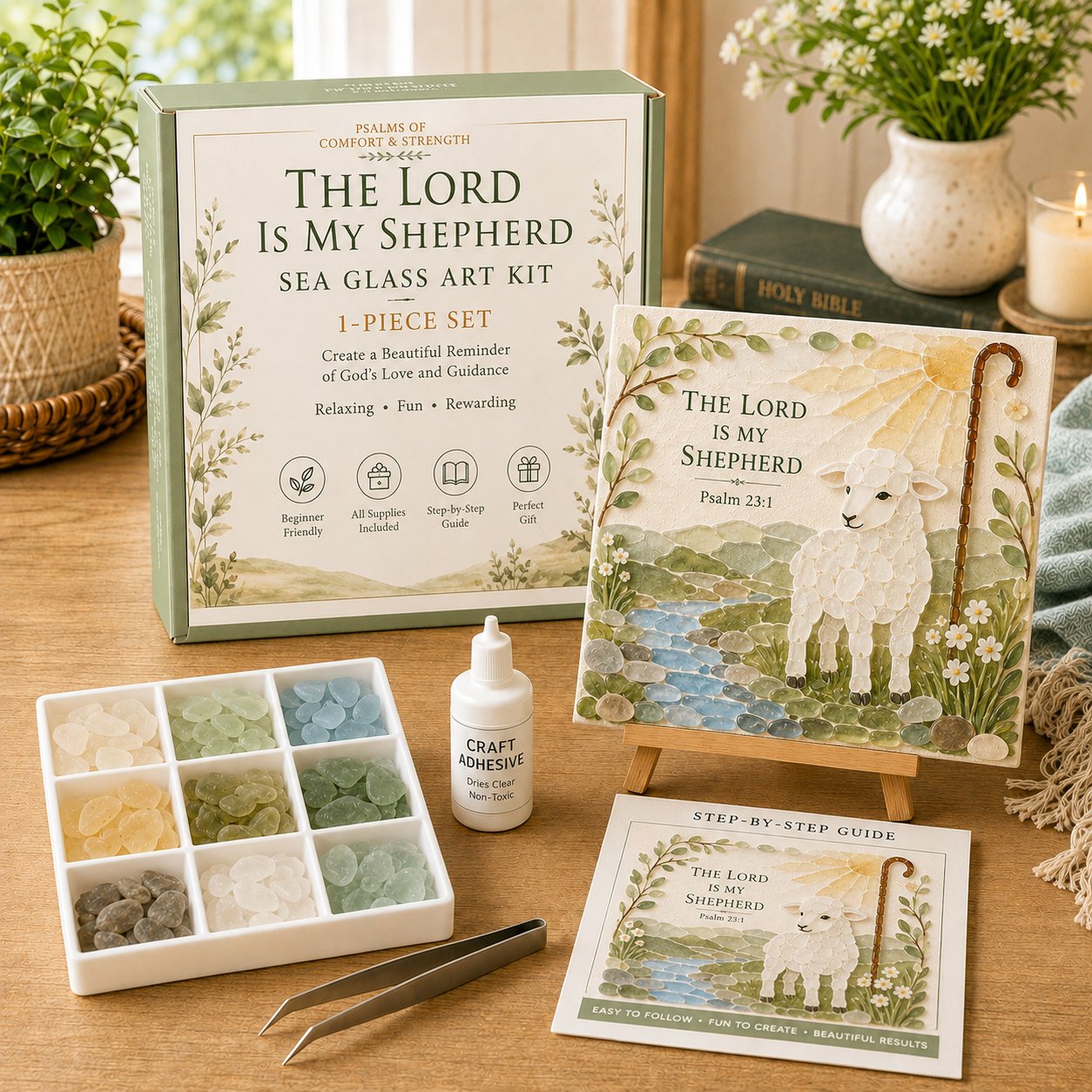 The Lord Is My Shepherd Psalm 23 sea glass art kit