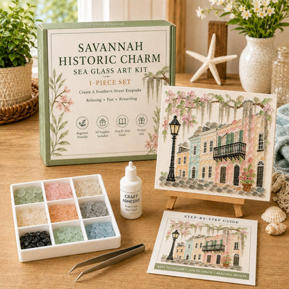 Savannah Historic Charm sea glass art DIY kit Southern scene