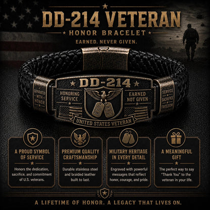 DD-214 Veteran Honor Bracelet — Earned, Never Given, a meaningful gift for veterans