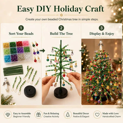 Easy 3 step DIY holiday craft tutorial sort beads build tree display