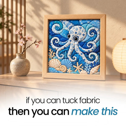Octopus fabric art displayed as coastal home decor