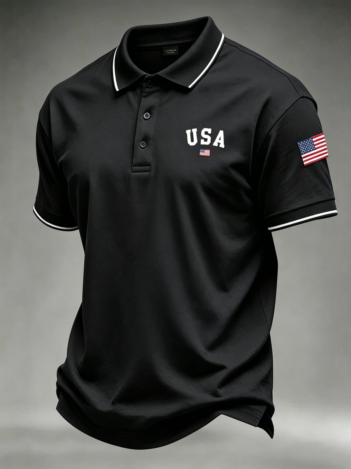 Black USA 250th anniversary independence day men's polo shirt