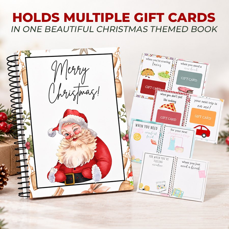Christmas Gift Card Book with Santa cover and gift card pages