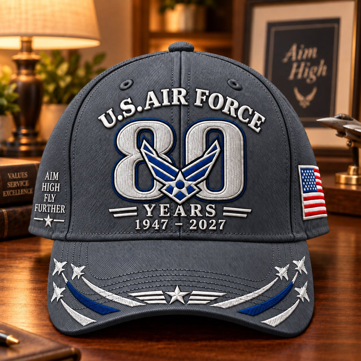 Gray Air Force 80th Anniversary heritage cap with star and wing detail