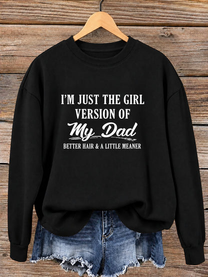 Black women's crewneck sweatshirt, girl version of my dad print