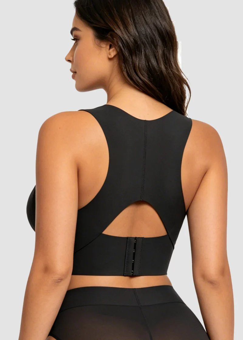 Black wireless support bra rear view