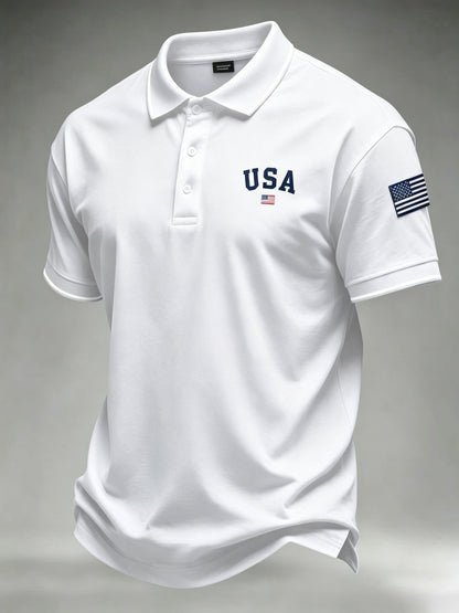 White USA 250th anniversary independence day men's polo shirt