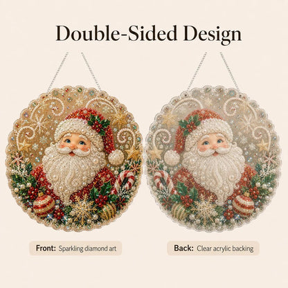 Double-sided Christmas ornament sparkling front with clean acrylic back