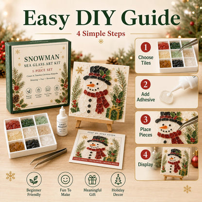 Easy 4-step DIY Christmas sea glass art guide illustration