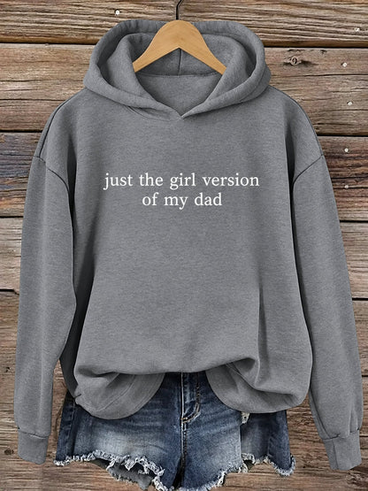 Dark Grey dad-daughter slogan graphic hoodie with chest lettering
