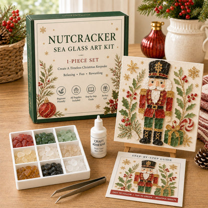 Nutcracker Christmas sea glass art DIY kit with frame and tools