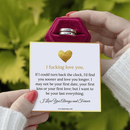 engraved I love you ring with message card