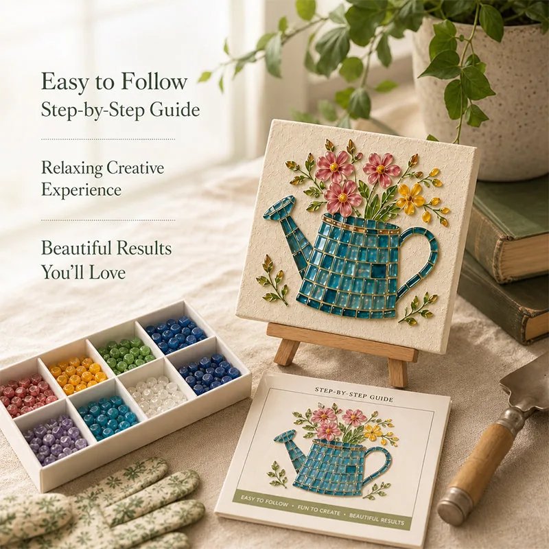 Watering Can sea glass mosaic easy step-by-step guide