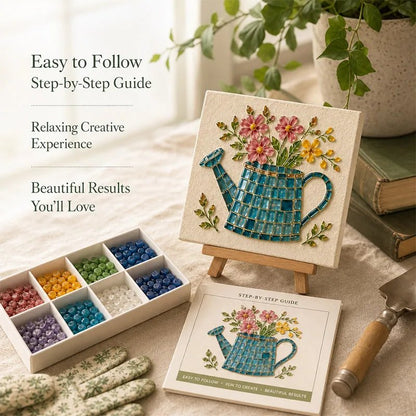 Watering Can sea glass mosaic easy step-by-step guide