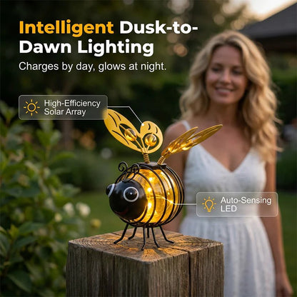 Solar bee lantern dusk to dawn with person