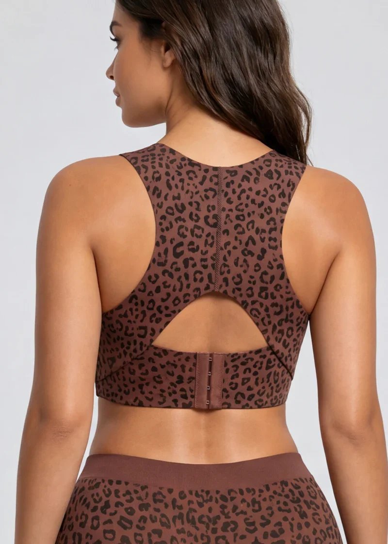 Leopard wireless support bra rear view