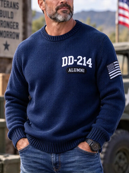 Blue men's DD-214 Alumni knit sweater