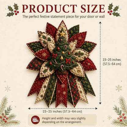 Finished size chart showing 23 to 25 inch quilted Christmas door hanging