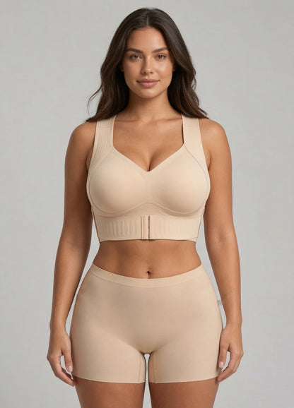 Wireless Support Bra with Adjustable Front Band