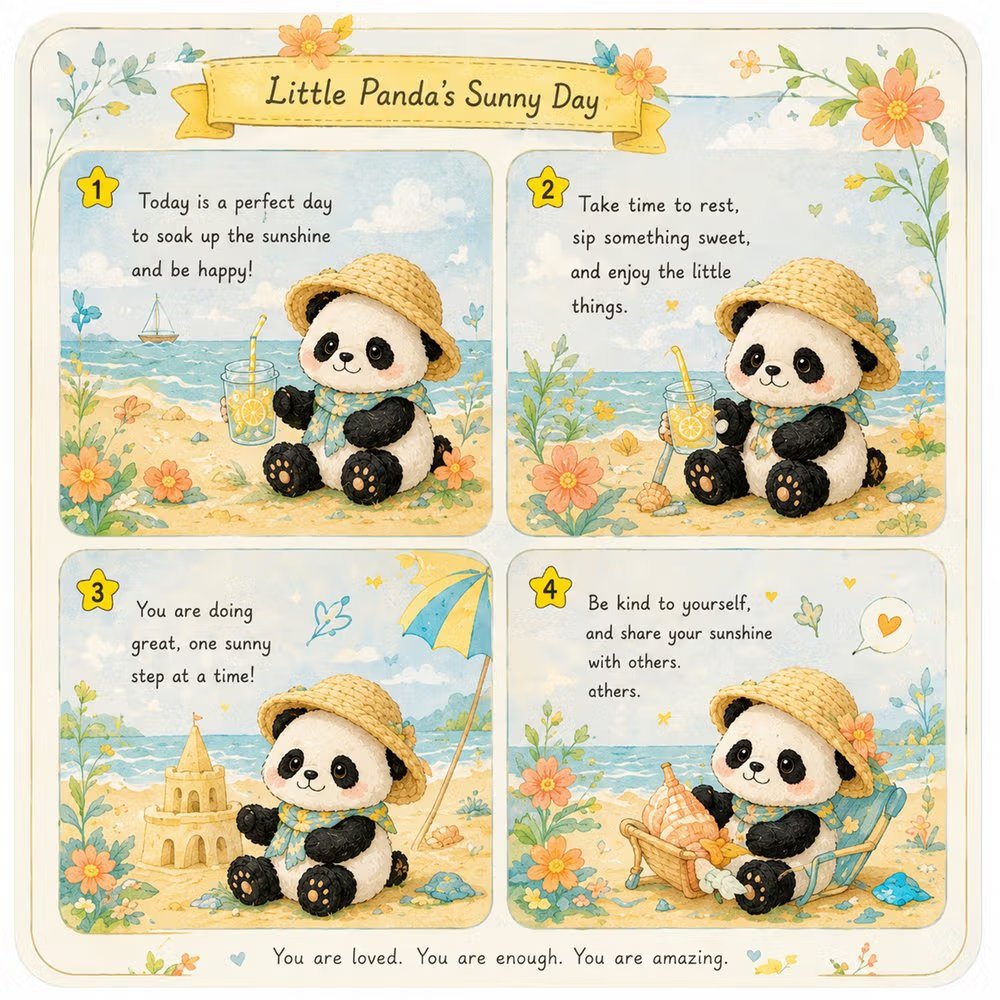 Little Panda illustrated story card included with Pocket Hug plush keepsake