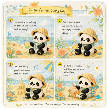 Little Panda illustrated story card included with Pocket Hug plush keepsake