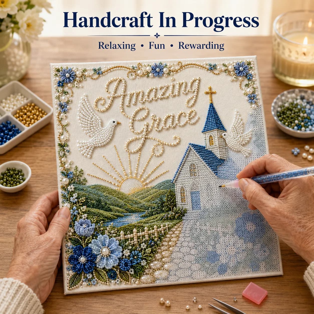 🎵 Beloved Hymns Pearl Art DIY Kit — Faith-Inspired Craft