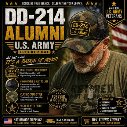 DD-214 Alumni U.S. Army Veteran Embroidered Cap