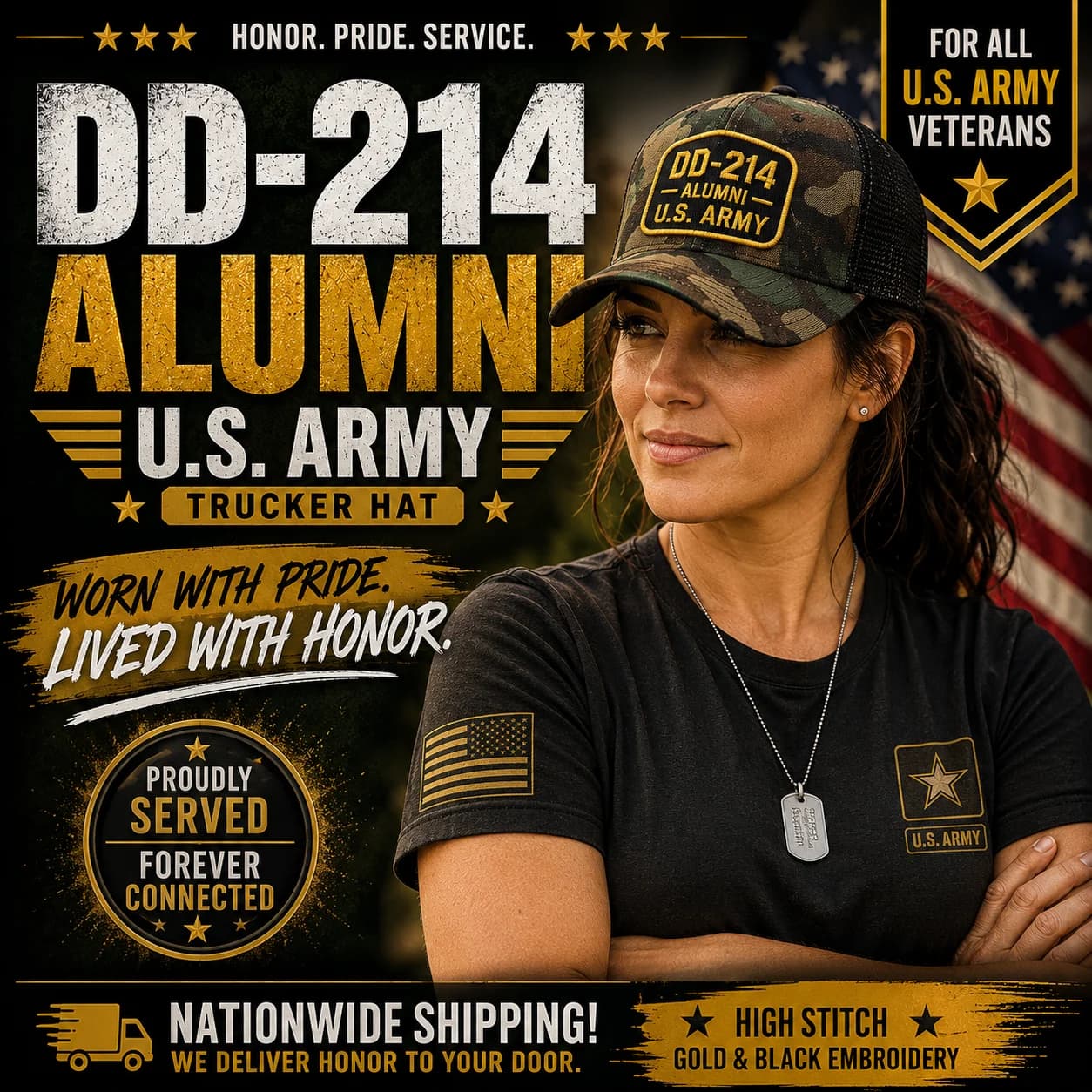 DD-214 Alumni U.S. Army Veteran Embroidered Cap