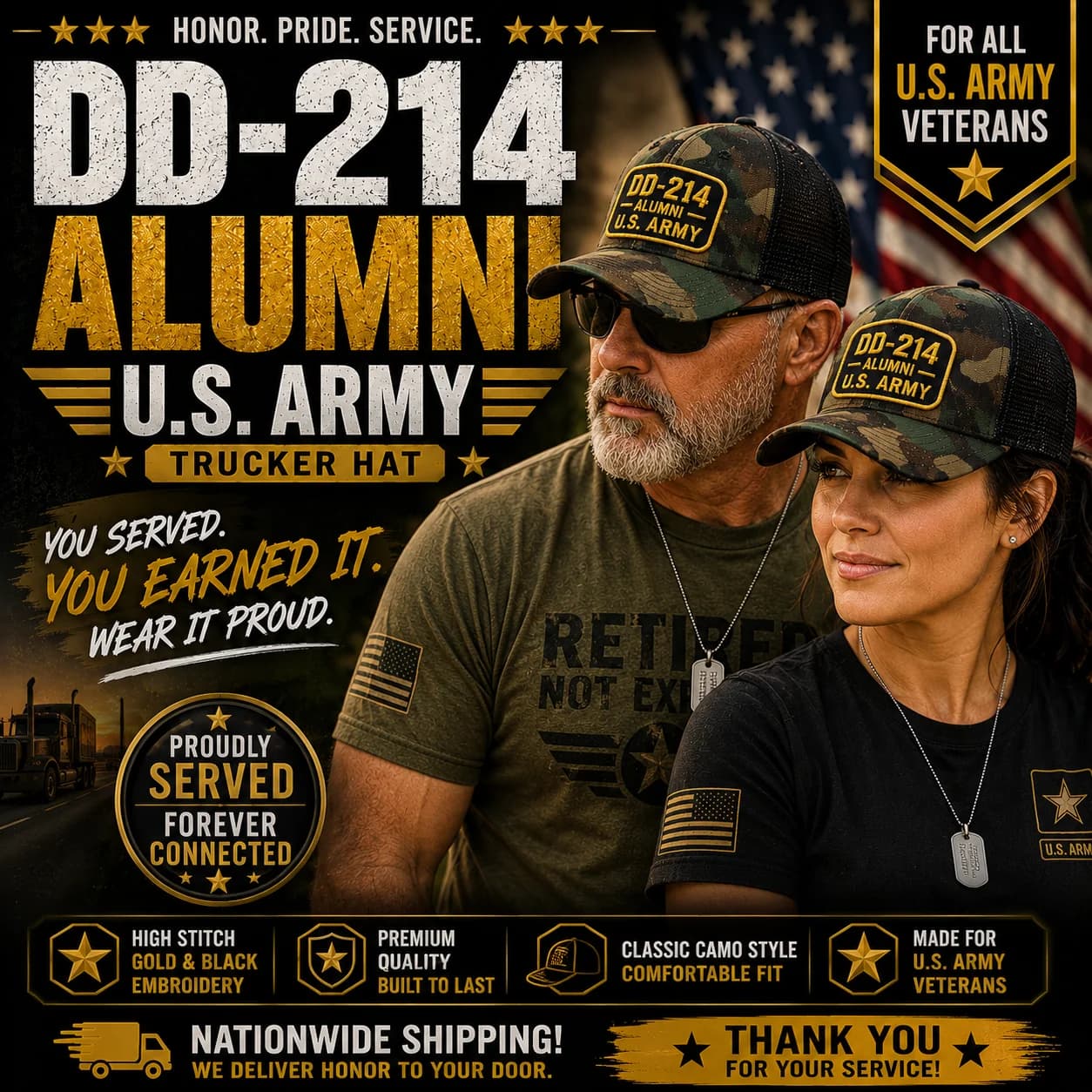 DD-214 Alumni U.S. Army Veteran Embroidered Cap