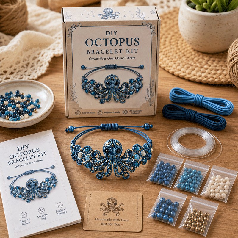DIY Octopus beaded bracelet making kit with pre-sorted beads