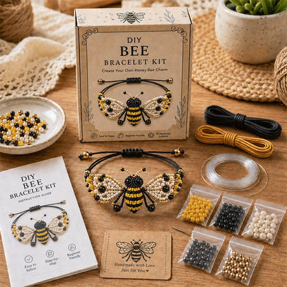 DIY Bee beaded bracelet kit in yellow and black stripes