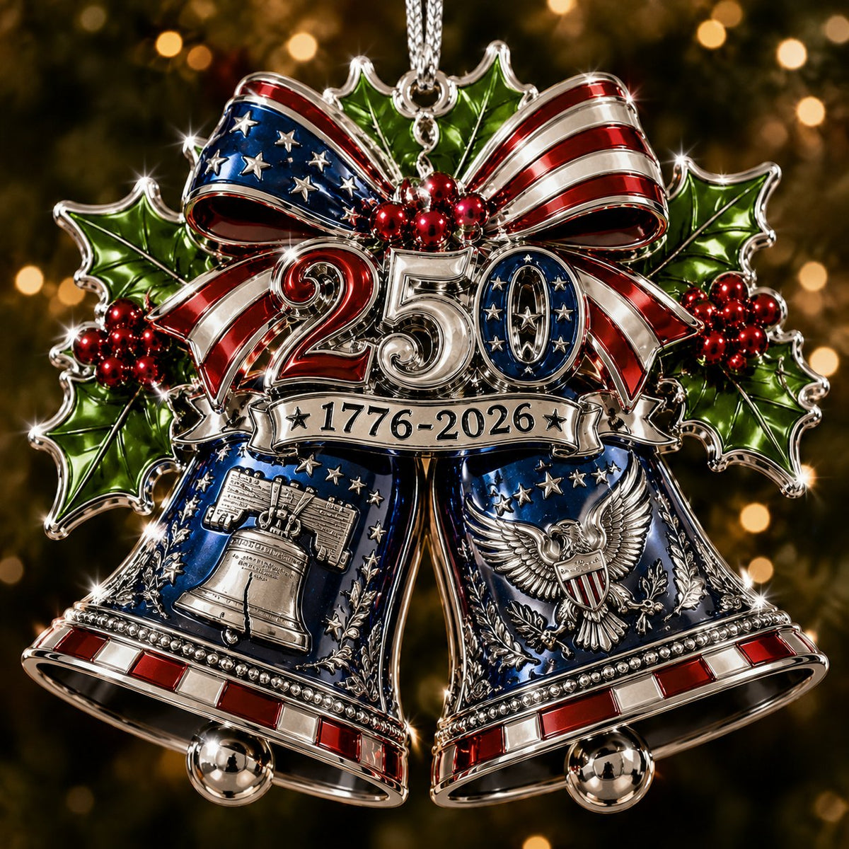 USA 250th anniversary 250th Anniversary Bell patriotic Christmas ornament