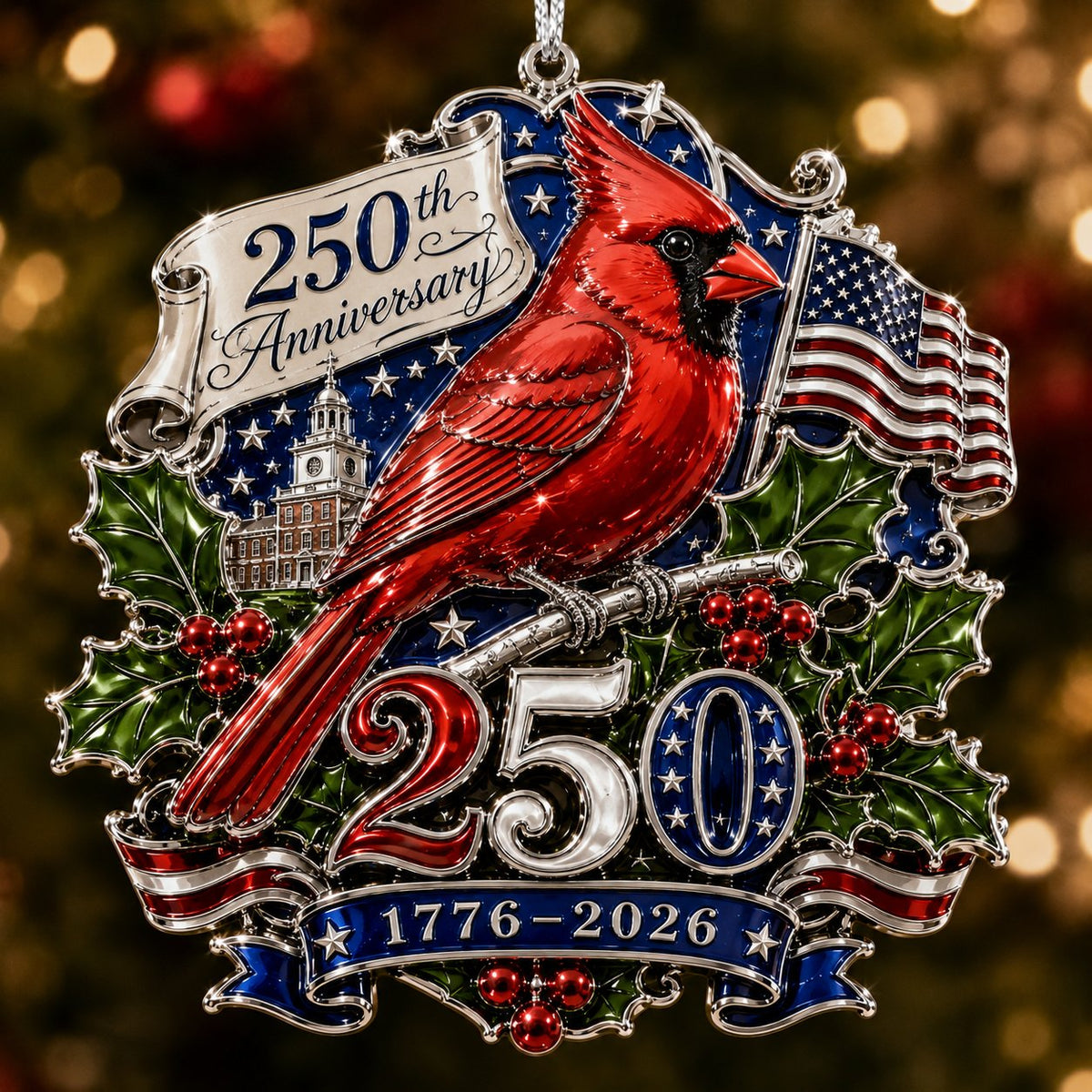 USA 250th anniversary Red-Robed Leader patriotic Christmas ornament