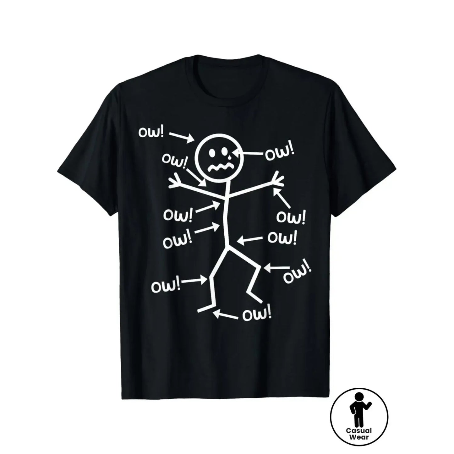 Funny "Ow!" Stick Figure Graphic T-Shirt