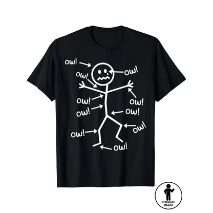 Funny "Ow!" Stick Figure Graphic T-Shirt