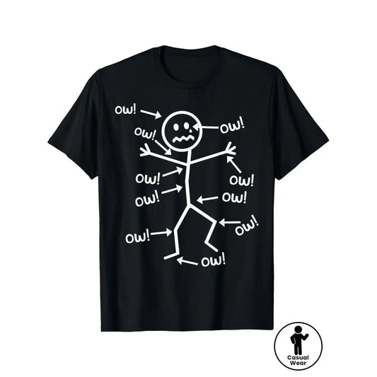 Funny "Ow!" Stick Figure Graphic T-Shirt