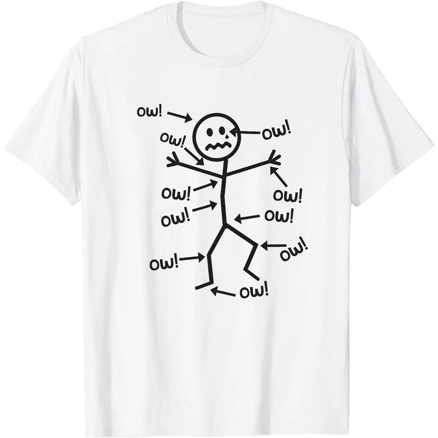 Funny "Ow!" Stick Figure Graphic T-Shirt
